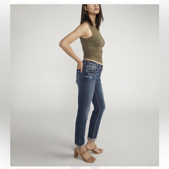 🆕 NWT Silver Jeans Boyfriend Mid Rise Slim Leg Jeans, 14/29 - Picture 11 of 13